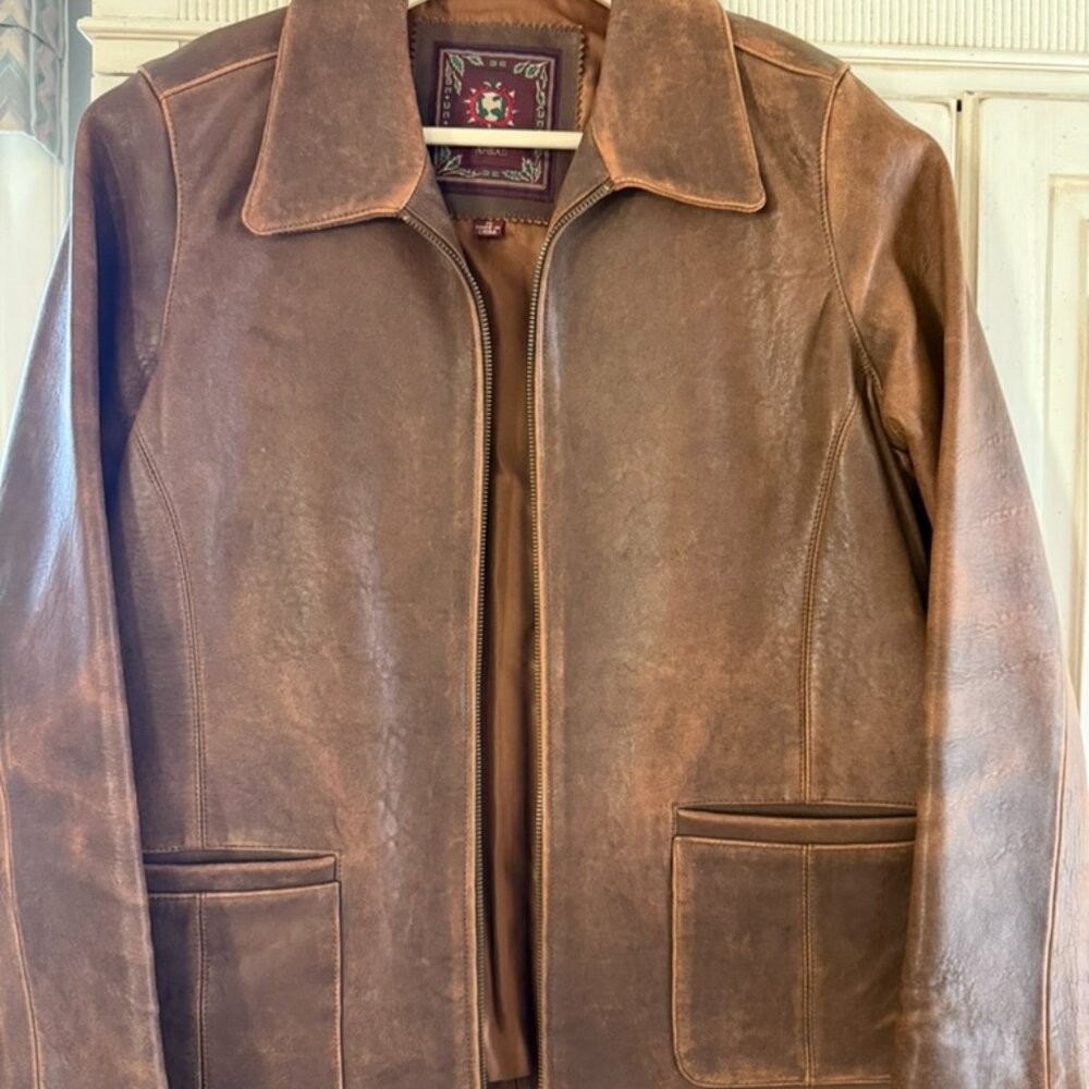 The Territory Ahead Tan Leather Jacket